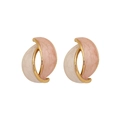 Golden earrings with pink and cream marble enamel finish in a symmetric layout - Pink
