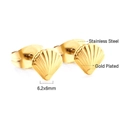 Gold plated stainless steel scallop shell stud earrings measuring 6.2x6mm for women - Shell (EA137801G) / Gold