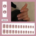 24pcs short square mauve cat eye press-on nails with iridescent gradient mirror finish - W1679 Gradient Mirror Cat Eye (Glue Style)