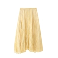 Elegante falda larga amarilla de cintura alta con fina textura plisada para mujer - XS / Blanco Roto