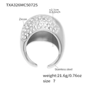 Anello a cupola in acciaio inossidabile con pavé di zirconi scintillanti misura 7 - US 7 / Anello in Acciaio con Zircone Bianco