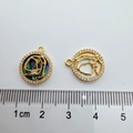 18K gold-plated abalone shell round charms measured with a ruler for 1.5cm sizing - Lady Silhouette (Abalone Shell) / Gold