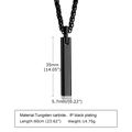 Macro detail of black tungsten steel pendant showing 35mm dimensions and matte texture - Pendant with Chain / Black