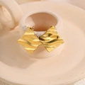 Minimalist 18k gold plated square stud earrings with irregular ripple texture on ceramic - Gold Wrinkled Surface