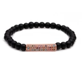 Black matte beaded bracelet featuring a rose gold tube set with colorful zircon stones - Matte Black+Rose Gold
