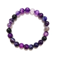 Handmade 8mm purple striped agate beaded bracelet with natural stone textures for gifts - Single Loop Style / 8mm