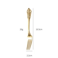 Gouden dessertvork van 304 roestvrij staal met gegraveerd vintage handvat, lengte 16,5 cm - Gouden kleine vork