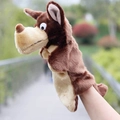 Marionnette à main en peluche marron et beige pour contes interactifs et jeux de rôles - Loup