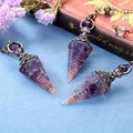 Handgefertigtes Amethyst-Kristallpendel mit Kupferspirale für Wünschelrute und Heilung - Amethyst