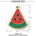 Detailed view of enamel watermelon pendant in stainless steel with 18x14mm size marking - Watermelon Semicircle