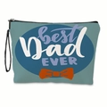 Linen Father's Day cosmetic bag with Best Dad Ever print and orange bowtie design - With Carrying Rope / Gray Best Dad Style