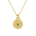 Collana in argento S925 con ciondolo occhio del male, zircone verde e corona dorata - Oro