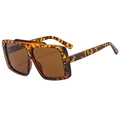 Oversized tortoise shell square sunglasses with dark brown lenses and thick frames - Tortoise
