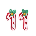 Süße Cartoon-Weihnachtszuckerstangen-Ohrringe aus Filz mit Stechpalmenblättern und Stern - Weihnachtszuckerstange Ohrstecker