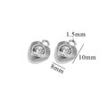 Silver stainless steel heart pendant with white zircon stone, size 10x8mm for DIY jewelry - Steel Color - Heart