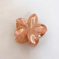 Pink orange pearlescent plumeria flower hair claw clip with a glossy finish for women - Frangipani Hair Clip / Pack of 12 (8x7x4cm) / Vibrant Orange