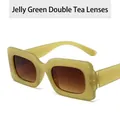 Retro square jelly green sunglasses featuring stylish gradient tea lenses for a hip-hop look - Jelly Green