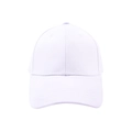 Vista frontal de gorra de béisbol blanca en algodón con estructura de 6 paneles y visera - Blanco