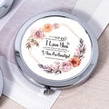 Round chrome folding makeup mirror for wife with engraved floral sentimental message - Gift To My Wife