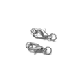 Close-up of two silver lobster claw clasps with jump rings on a clean white background - Silver