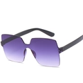 Frameless oversized sunglasses with purple gradient lenses and sleek black temples - Gradient Grey