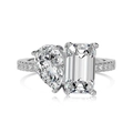 Elegante anello in argento S925 con cristalli a goccia e smeraldo e pavé incastonato - Argento Platino DY121040