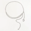 Elegant multi-layered silver waist chain belt featuring a signature D-letter pendant - Silver