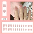 Pink gradient coffin press-on nails set with aurora finish for women S010 - S010 Girly Aurora