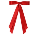 Elegant long red satin bow hair clip with flowing ribbons for a sweet aesthetic style - 2.5cm Duckbill Clip-Z244 / Red