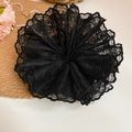 Grand chouchou élégant en dentelle noire avec broderie florale sur tapis tissé - 81# Grande Dentelle Florale Noire (HH3984)