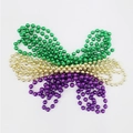 Three-piece set of Mardi Gras bead necklaces in metallic green, gold, and purple colors - Purple Green Gold Three-Color Bead Necklace Set