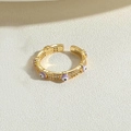 14K gold plated adjustable evil eye ring with purple enamel and pavé cubic zirconia - Purple (JZ0377-8)
