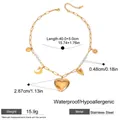 Collana bicolore in acciaio inossidabile dorato con ciondoli a cuore, luna e stelle - Collana Catena Grossa Perla Retro Multi-Pendente (JDNW2409036)