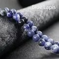 Polished Grade A Sodalite natural stone round beads with blue and white marble textures - Blue Vein Stone