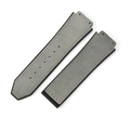 Grey suede leather watch strap with black rubber lining and visible stitching - 19x26mm / Suede Style (No Buckle) / Gray