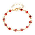 Verstelbare gouden armband met levendige rode Evil Eye kralen en een karabijnsluiting - Kc Goud + Rood X859