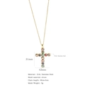 Golden 316L stainless steel cross necklace with multi-colored pavé zircon stones - Cross No.23 (Gold Large Multi-color Zircon)