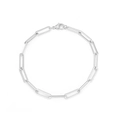 Elegante pulsera de cadena de clip en acero inoxidable plateado con cierre de mosquetón - Color Acero