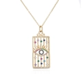 Detail of 18K gold-plated necklace with hollow eye pendant and colorful zircons - Evil Eye/Lucky Eye