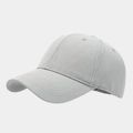 Minimalist light gray six-panel cotton baseball cap with curved brim and breathable eyelets - Adjustable / Light Gray