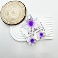 Three-piece plumeria flower hair clip set in transparent gradient purple resin - Hollow Plumeria White and Purple Set (With Card)