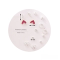 7-pair earring set featuring hearts, feathers and bows in silver and gold finishes - E0867-1 (Gold Silver Pink Gem Feather Set)