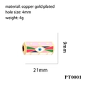 Detail showing dimensions of gold-plated enamel evil eye beads for DIY jewelry making - PT0001-Multicolor Hexagonal Bead