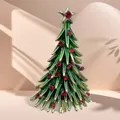 Classic green Christmas tree brooch with red rhinestones and gold star detail - Style 28 (4.1*2.4cm)