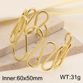 Détail d'un bracelet jonc ondulé en acier inoxydable doré avec dimensions 60x50mm et 31g - Style de Motif de Vagues (KB185419-LO)