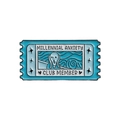 Pin en émail bleu motif Le Cri avec texte Millennial Anxiety Club Member en anglais - Anxiété des Millennials (Bleu)