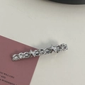 Silver alloy hair clip featuring transparent rhinestones and star elements on pink card - Silver/White Zirconia-Line Star