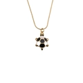 Gold plated turtle necklace pendant with black and white geometric pattern on white background - 50+5CM Snake Bone Chain / Black & White