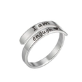 Adjustable silver double-layer ring with I am enough inspirational engraving - I am enough / Silver