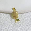 Gold flower pendant with clear cubic zirconia and green gemstone accents for DIY jewelry - Gold Flower Green Leaf